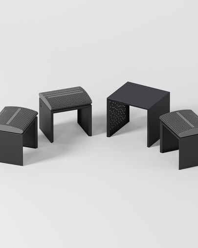SET 3 metal benches + 1 metal table