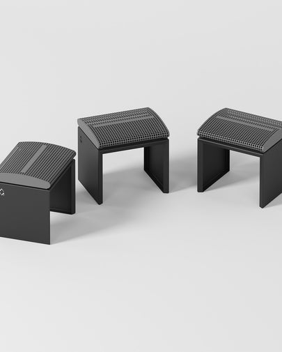 Set of 3 metal stools BENDY LINE S-1