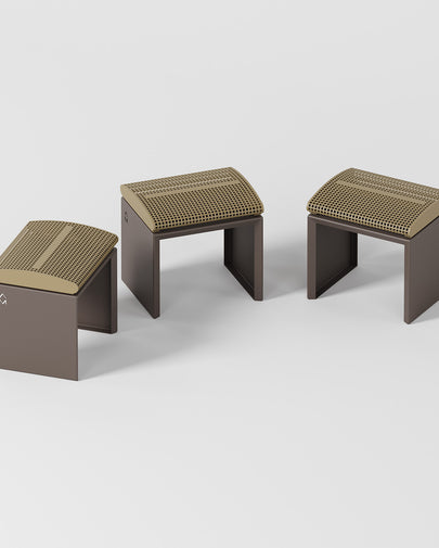 Set of 3 metal stools BENDY LINE S-1