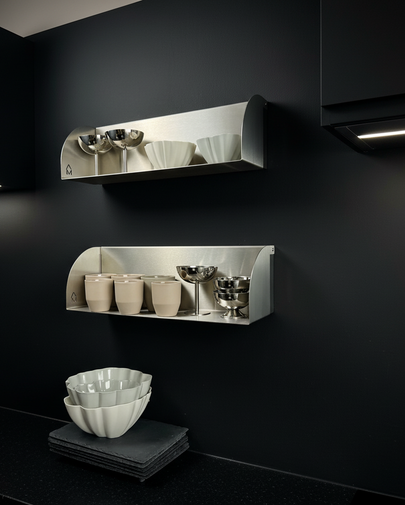 2er Set Edelstahlregale (Ablage-Tiefe 13 cm)