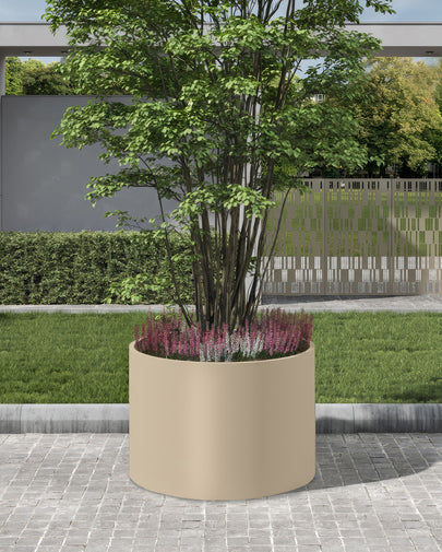 Lagerabverkauf: Aluminium-Pflantrog ISOLA in Farbe Terra Ø 1245mm x Höhe 1012mm